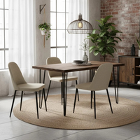 Corvina, Set di 4 sedie in tessuto Beige (55cm X 46cm H. 85cm) | Duzzle