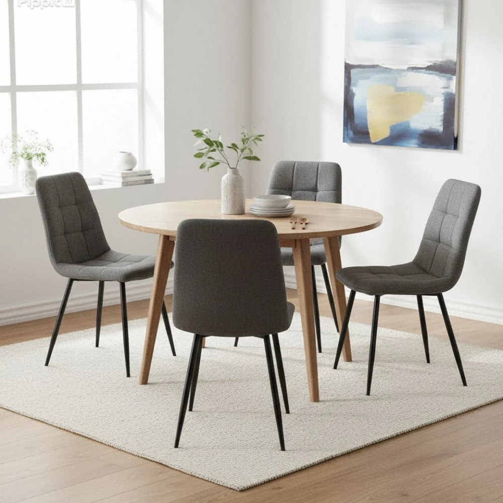 Mary, Set di 4 sedie in tessuto Grigio chiaro (55cm X 44cm H. 81cm) | Duzzle