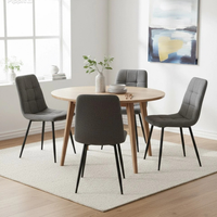 Mary, Set di 4 sedie in tessuto Grigio chiaro (55cm X 44cm H. 81cm) | Duzzle