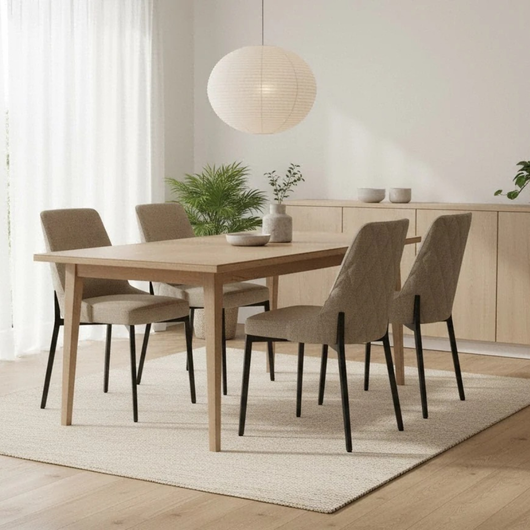 Charm, Set di 4 sedie in tessuto Beige (48cm X 58.5cm H. 89cm) | Duzzle