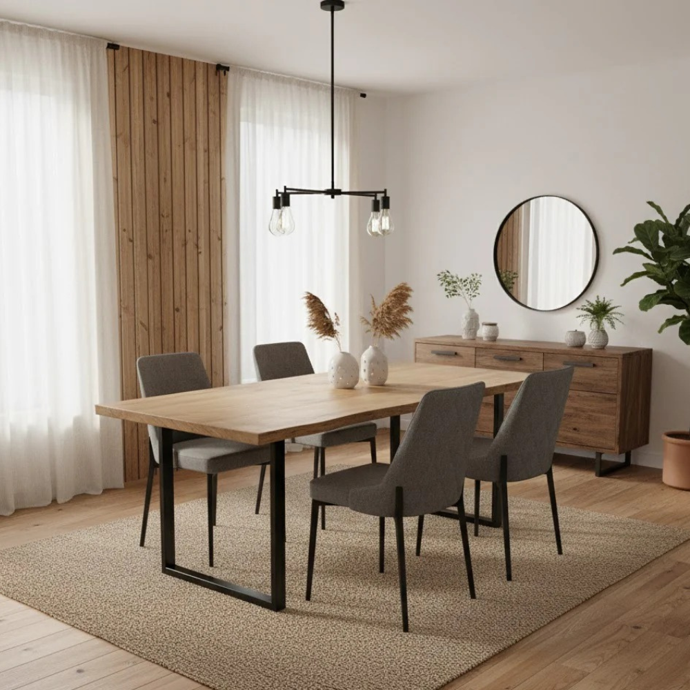 Charm, Set di 4 sedie in tessuto Grigio Scuro (48cm X 58.5cm H. 89cm) | Duzzle