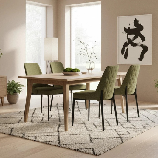 Charm, Set di 4 sedie in tessuto Verde (48cm X 58.5cm H. 89cm) | Duzzle