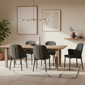 Flow, Set di 4 sedie in tessuto easy-clean Grigio Scuro (53.5cm X 62.5cm H. 80cm) | Duzzle