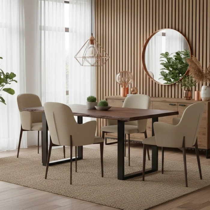 Hug, Set di 4 sedie in tessuto easy-clean Beige (53.5cm X 62.5cm H. 80cm) | Duzzle