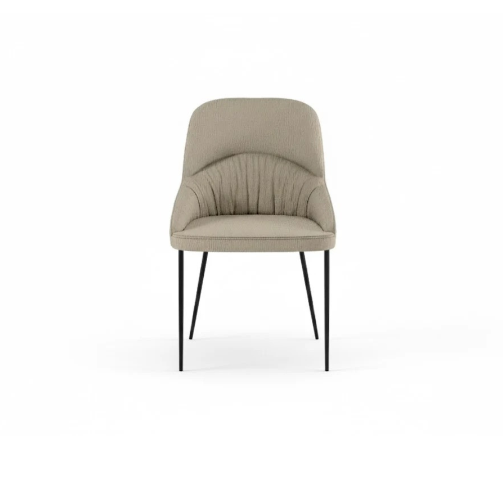 Set di 4 sedie da pranzo imbottite in tessuto beige Harmony con struttura in metallo facili da pulire | Duzzle