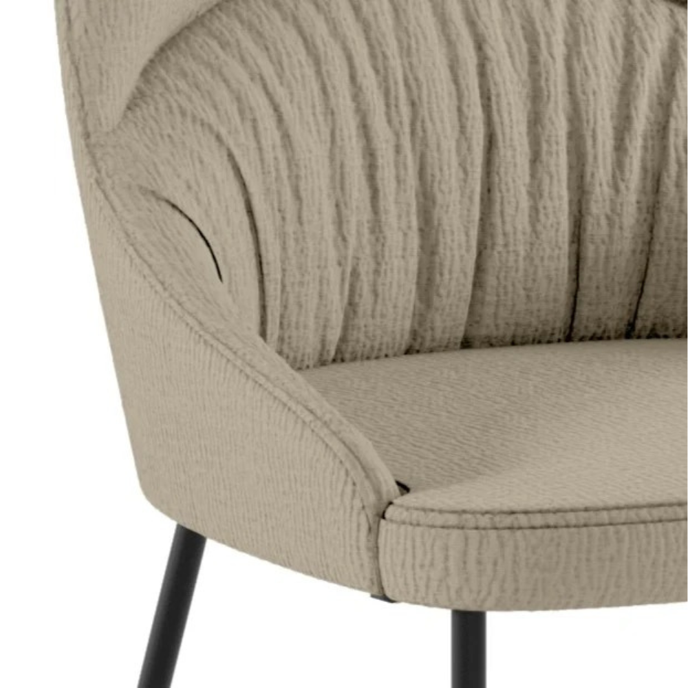 Set di 4 sedie da pranzo imbottite in tessuto beige Harmony con struttura in metallo facili da pulire | Duzzle