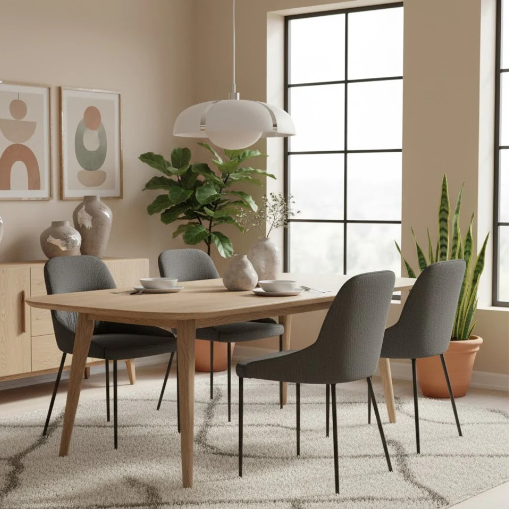 Harmony, Set di 4 sedie in tessuto easy-clean Grigio Scuro (54cm X 63cm H. 89cm) | Duzzle