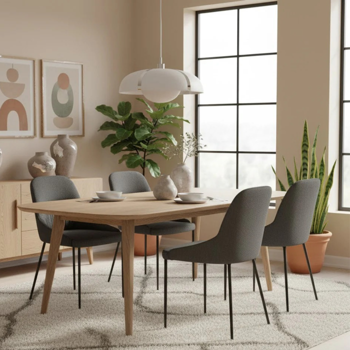 Harmony, Set di 4 sedie in tessuto easy-clean Grigio Scuro (54cm X 63cm H. 89cm) | Duzzle