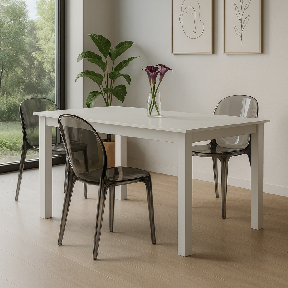 Sparkle, Set di 4 sedie in policarbonato colore Grigio (42.5cm X 53cm H. 82.5cm)| Duzzle