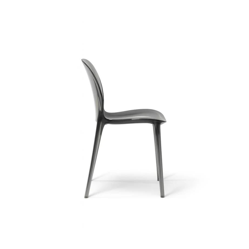 Sparkle, Set di 4 sedie in policarbonato colore Grigio (42.5cm X 53cm H. 82.5cm)| Duzzle