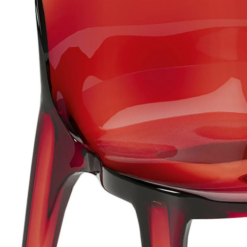 Sparkle, Set di 4 sedie in policarbonato colore Rosso  (42.5cm X 53cm H. 82.5cm)| Duzzle