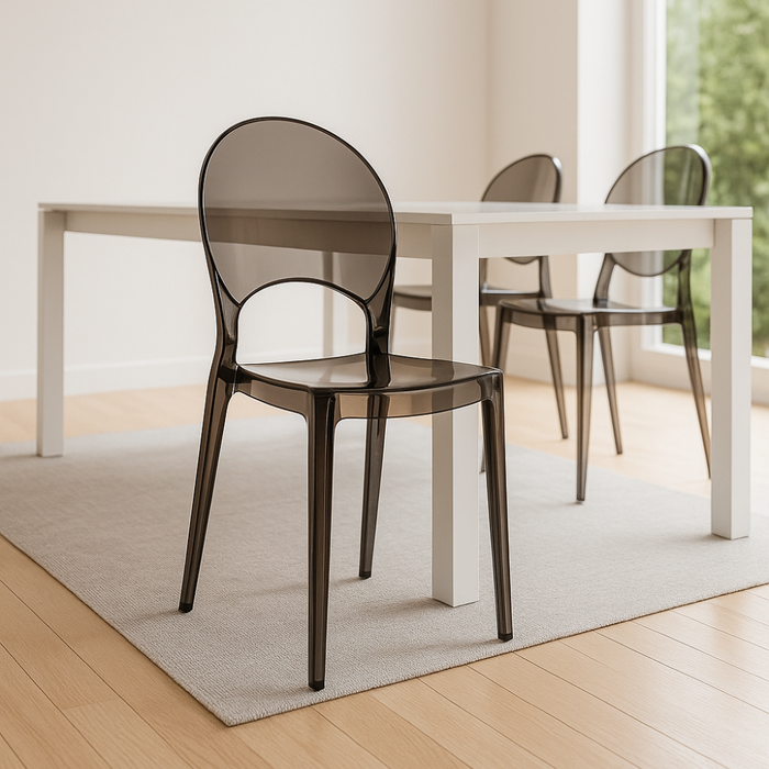 Pop, Set di 4 sedie in policarbonato Grigio    (49.5cm X 53cm H. 84cm)| Duzzle