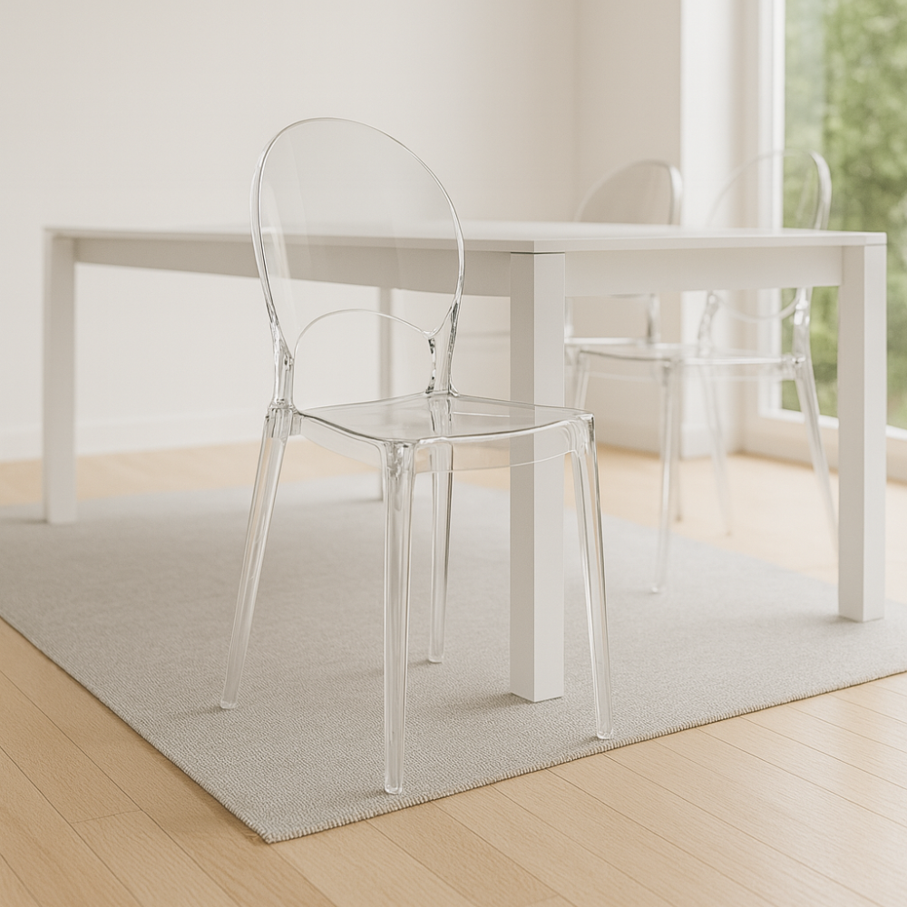 Pop, Set di 4 sedie in policarbonato Trasparente   (49.5cm X 53cm H. 84cm)| Duzzle