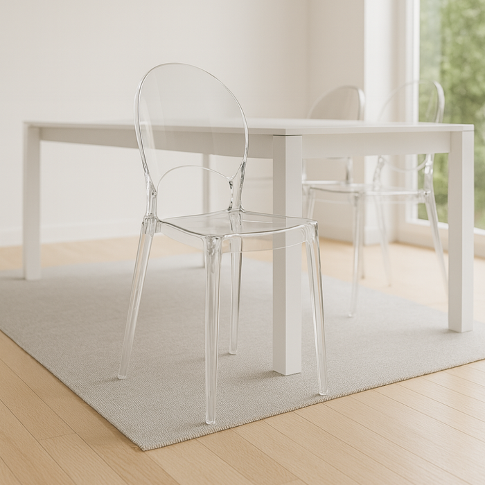 Pop, Set di 4 sedie in policarbonato Trasparente   (49.5cm X 53cm H. 84cm)| Duzzle