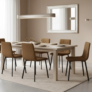 Daisy, Set di 4 sedie in tessuto easy-clean Marrone (46cm X 55cm H. 87.5cm) | Duzzle