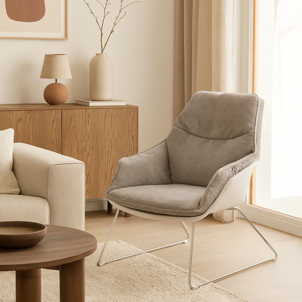 Cocoon, Set di 2 Poltroncine in polipropilene Grigio chiaro (L. P. H. 74 x 85 x 86) | Duzzle