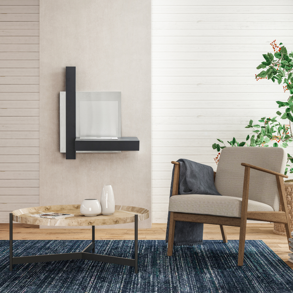 Blaze, Biocamino da parete (22cm X 72cm H. 63cm)