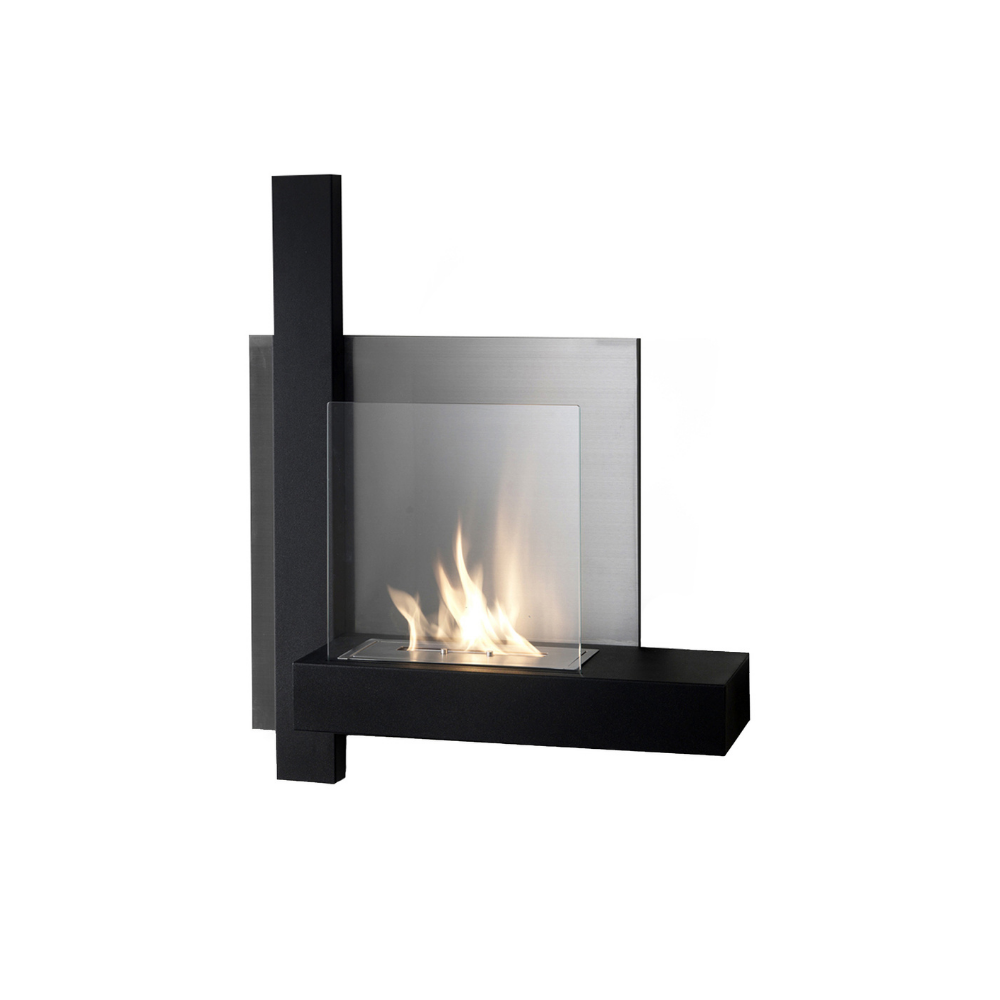 Blaze, Biocamino da parete Nero (22cm X 72cm H. 63cm) | Duzzle