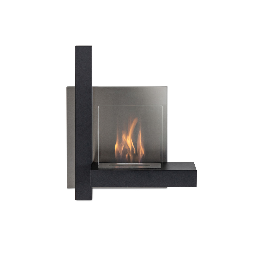 Blaze, Biocamino da parete Nero (22cm X 72cm H. 63cm) | Duzzle
