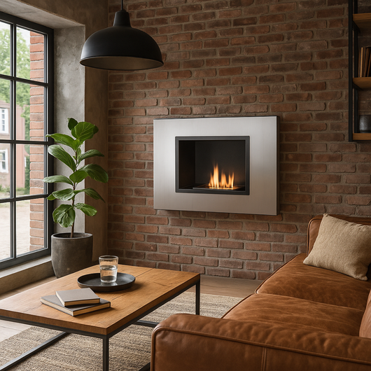 Nordic Flame, Biocamino da parete Grigio (17cm X 78cm H. 54cm) | Duzzle