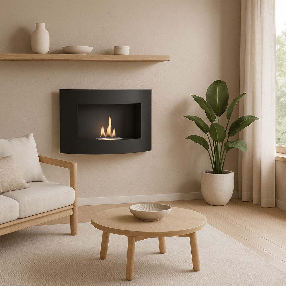 Orb, Biocamino da parete (15.5cm X 63cm H. 45cm)