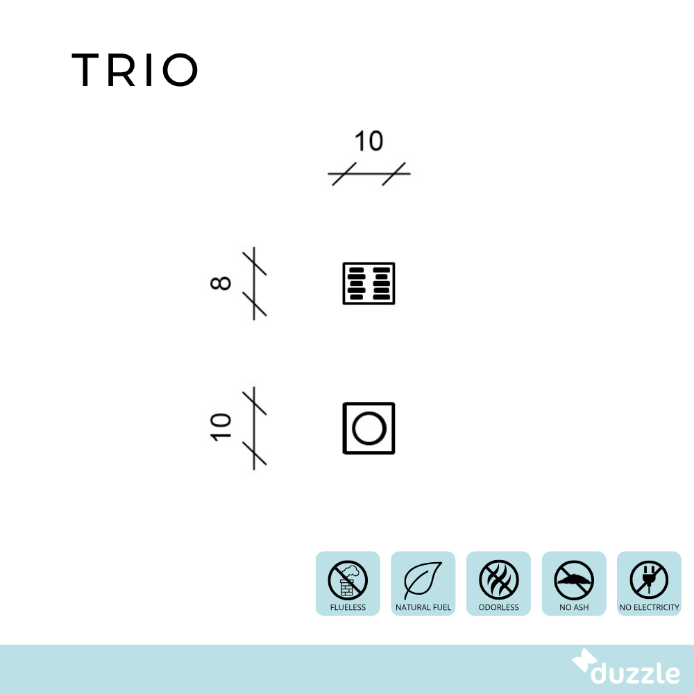 Trio, Biocamino da tavolo (10cm X 10cm H. 8cm)