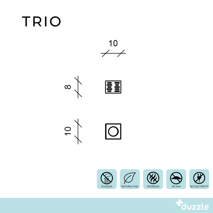 Trio, Biocamino da tavolo (10cm X 10cm H. 8cm)