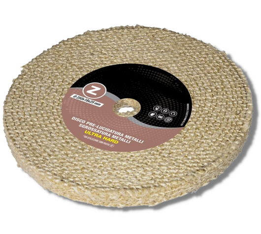 Disco Lucidatura In Sisal Pura Ultra Hard 250 mm Per Lucidare A Specchio Alluminio Acciaio Inox Metalli Ottone Rame Dischi Sgrossatura Mola Lucidante