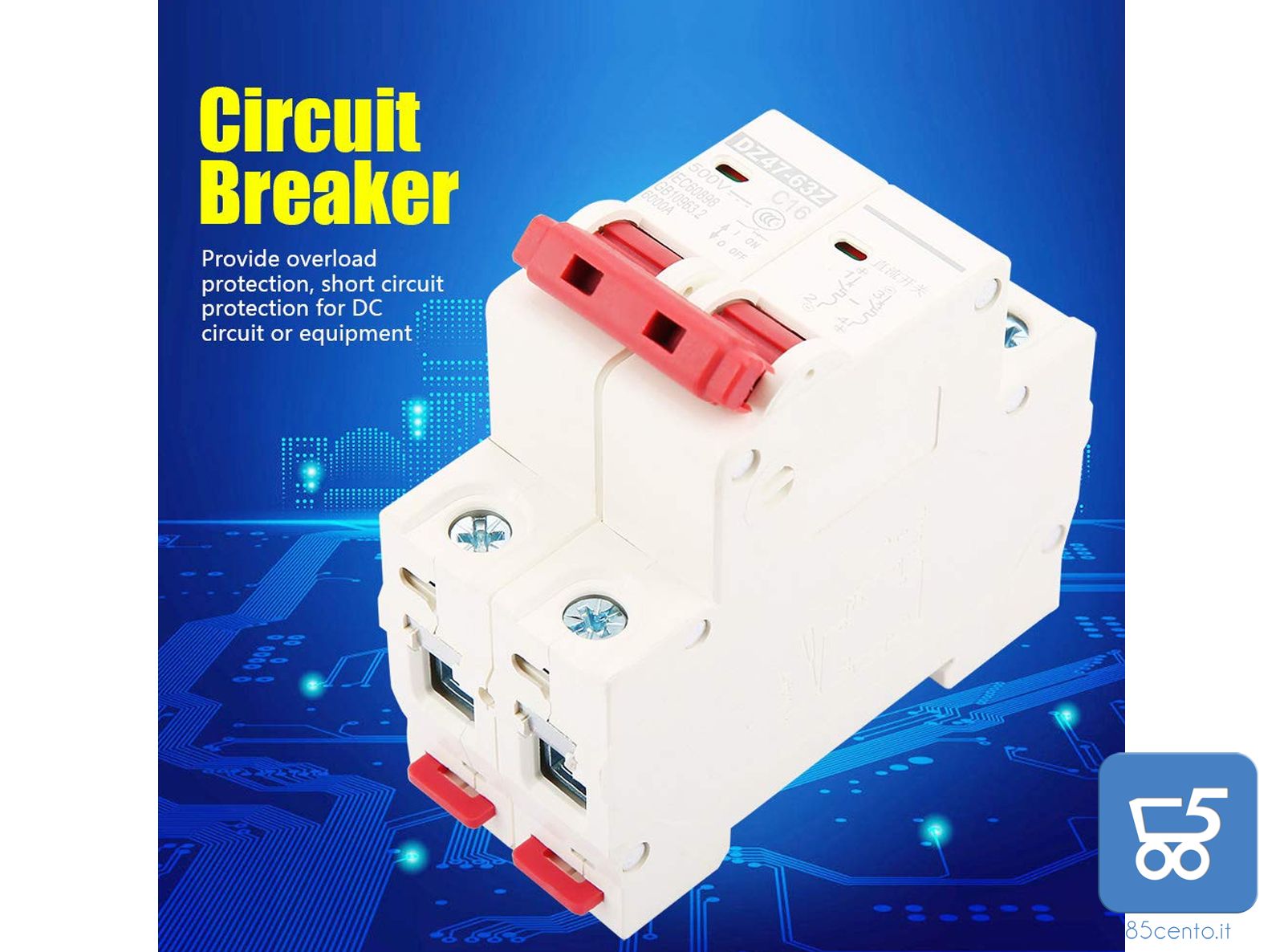 DZ47-63Z-2P 500V Interruttore Magnetotermico di Sicurezza Protezione Sovracorrente - DIN Da Quadro Elettrico