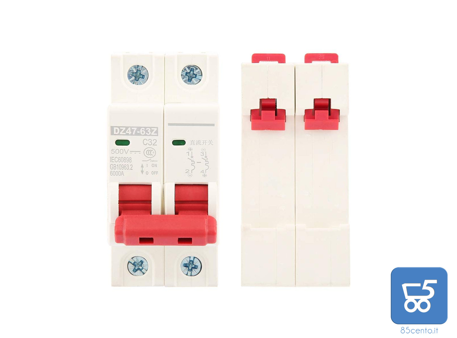 DZ47-63Z-2P C32 500V Interruttore Magnetotermico di Sicurezza Protezione Sovracorrente - DIN Da Quadro Elettrico