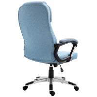 Sedia da Ufficio Girevole con Altezza Regolabile, effetto Lino, 66x75x110-120 cm, Azzurro