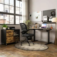 Mobile per Stampante con 3 Cassetti, 2 Ripiani Aperti e Foro Passacavi, in MDF, 80x40x65.5 cm, Marrone e Nero