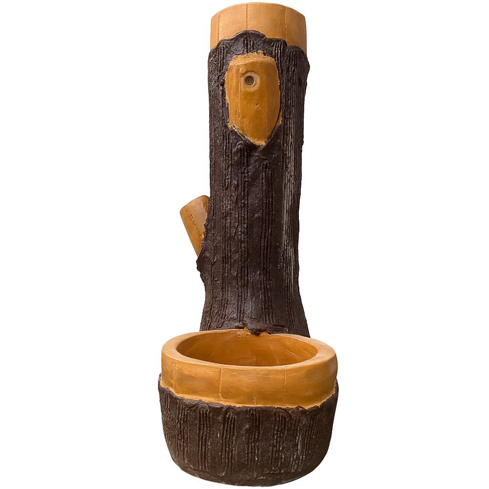 Fontana finto legno grande h120 x l45 x p70 cm esterni cemento effetto naturale