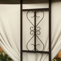 Gazebo da Giardino Rotondo Ø3m con Tende e Prese d'Aria in Metallo e Poliestere, Beige