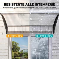 Tenda da Sole Curva con Viti e Bulloni Inclusi, in Policarbonato, PP e Alluminio, 90x150x25 cm