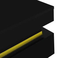 Tavolino da salotto laccato lucido con cassetti e dettagli dorati, 70×70×35,5 cm, Nero