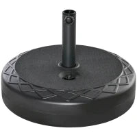 Base per Ombrellone Rotonda Ø55cm in Plastica da 30kg per Pali da Ø38-48mm, Nero