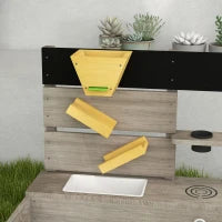 Sandbox con stazione acqua, 2 vasi da giardino, legno massiccio trattato, 154 x 80 x 60cm, Grigio