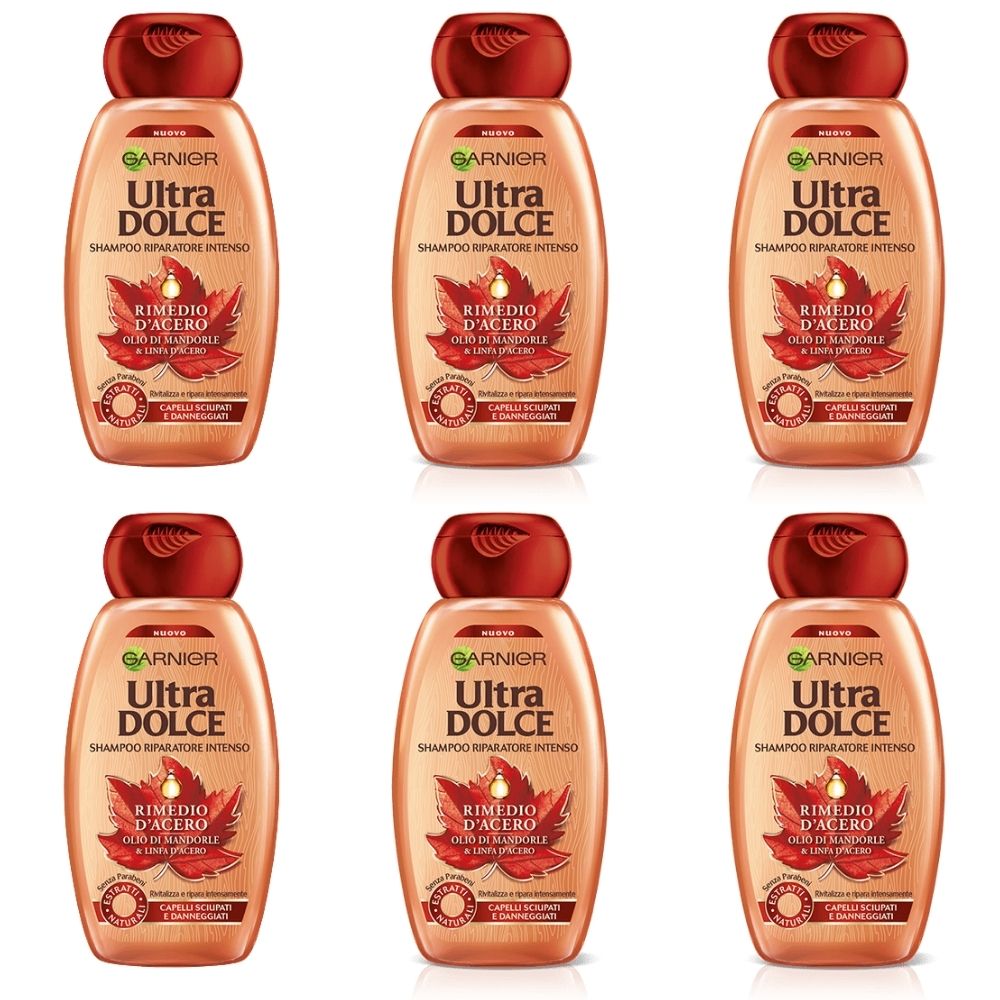 Shampoo garnier ultra dolce riparatore rimedio d'acero 6 confezioni da 300 ml
