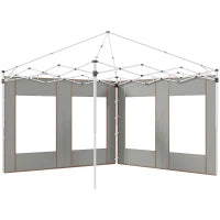 Set 2 Pareti per Gazebo 3x6m e 3x3 m in Tessuto Oxford con Finestre e Cerniere, 295x195cm, Grigio