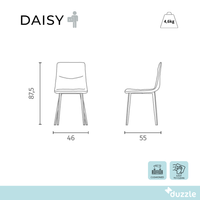 Daisy, Set di 4 sedie in tessuto easy-clean Marrone (46cm X 55cm H. 87.5cm) | Duzzle