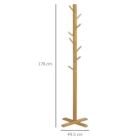 Appendi Abiti da Terra in Legno di bambù con 8 Ganci e Base a X, 49.5x 49.5x 178cm, Naturale