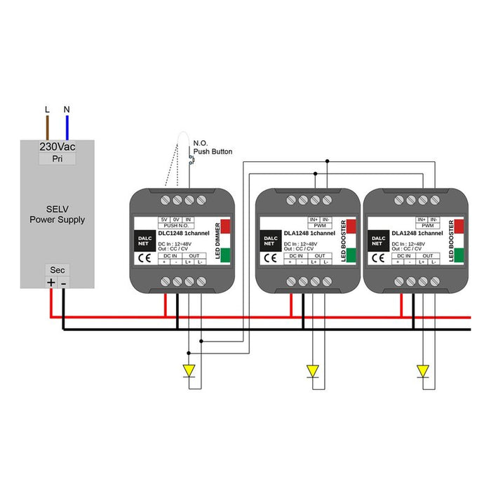 Dalcnet Easy Booster Led Amplificatore Segnale PWM DC 12V 24V 10A CV DLA1224-1CV