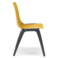 Set 4 sedie in tecnopolimero Dalia L colore Senape, 100% MADE IN ITALY, gambe Antracite, impilabile, design moderno ideale per sala da pranzo, cucina, soggiorno, ufficio, camera per bambini