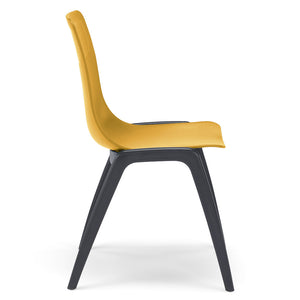 Set 4 sedie in tecnopolimero Dalia L colore Senape, 100% MADE IN ITALY, gambe Antracite, impilabile, design moderno ideale per sala da pranzo, cucina, soggiorno, ufficio, camera per bambini