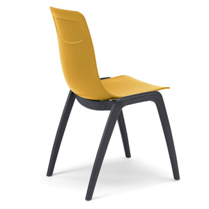 Set 4 sedie in tecnopolimero Dalia L colore Senape, 100% MADE IN ITALY, gambe Antracite, impilabile, design moderno ideale per sala da pranzo, cucina, soggiorno, ufficio, camera per bambini