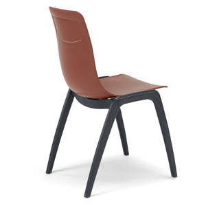 Set 4 sedie in tecnopolimero Dalia L colore Mattone, 100% MADE IN ITALY, gambe Antracite, impilabile, design moderno ideale per sala da pranzo, cucina, soggiorno, ufficio, camera per bambini