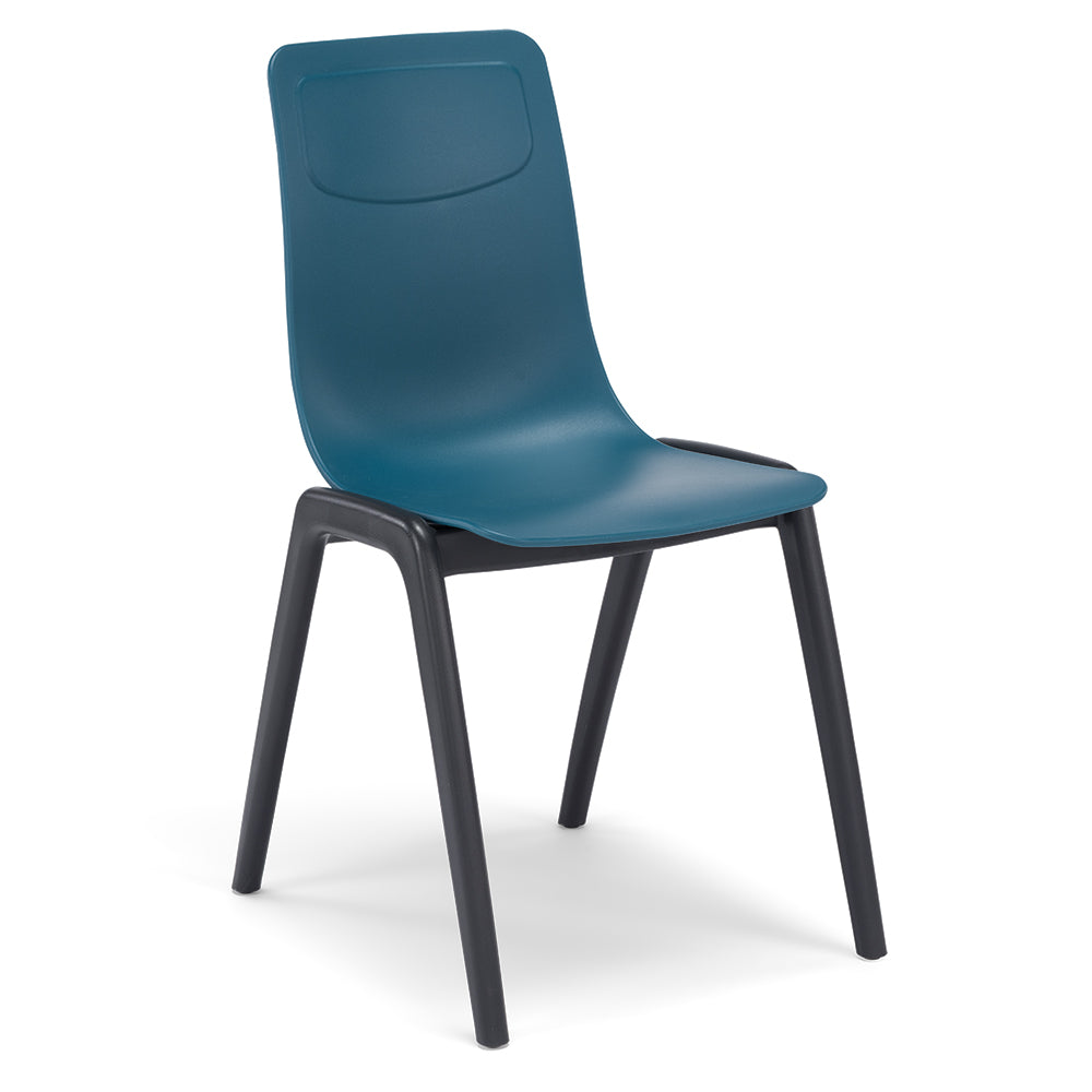 Sedia in tecnopolimero Dalia L colore Petrolio, 100% MADE IN ITALY, gambe Antracite, impilabile, design moderno ideale per sala da pranzo, cucina, soggiorno, ufficio, camera per bambini