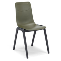 Sedia in tecnopolimero Dalia L colore Verde Oliva, 100% MADE IN ITALY, gambe Antracite, impilabile, design moderno ideale per sala da pranzo, cucina, soggiorno, ufficio, camera per bambini