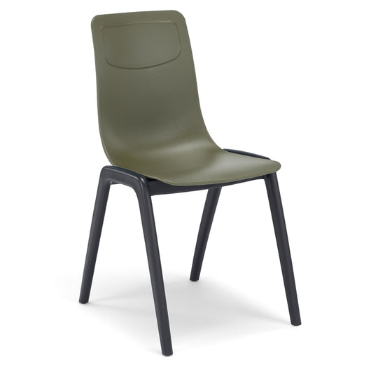 Set 2 sedie in tecnopolimero Dalia L colore Verde Oliva, 100% MADE IN ITALY, gambe Antracite, impilabile, design moderno ideale per sala da pranzo, cucina, soggiorno, ufficio, camera per bambini